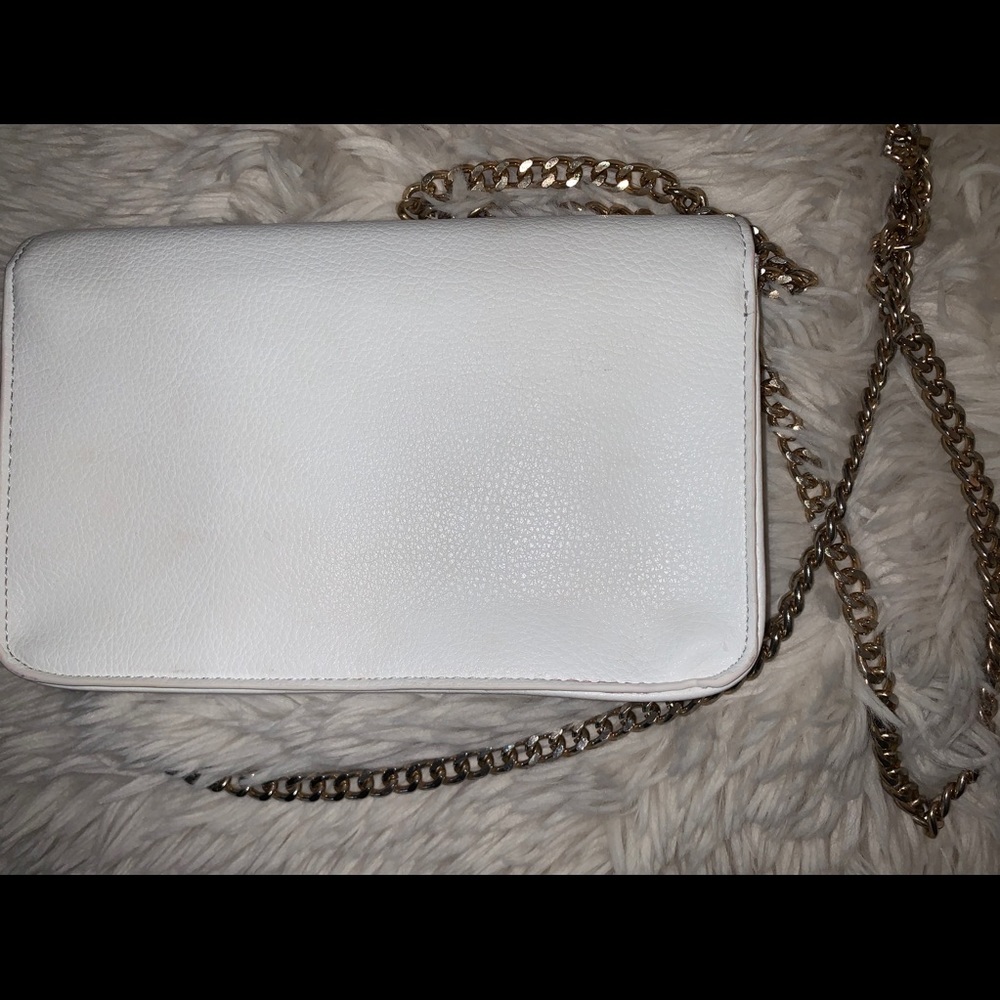 White with gold chain purse